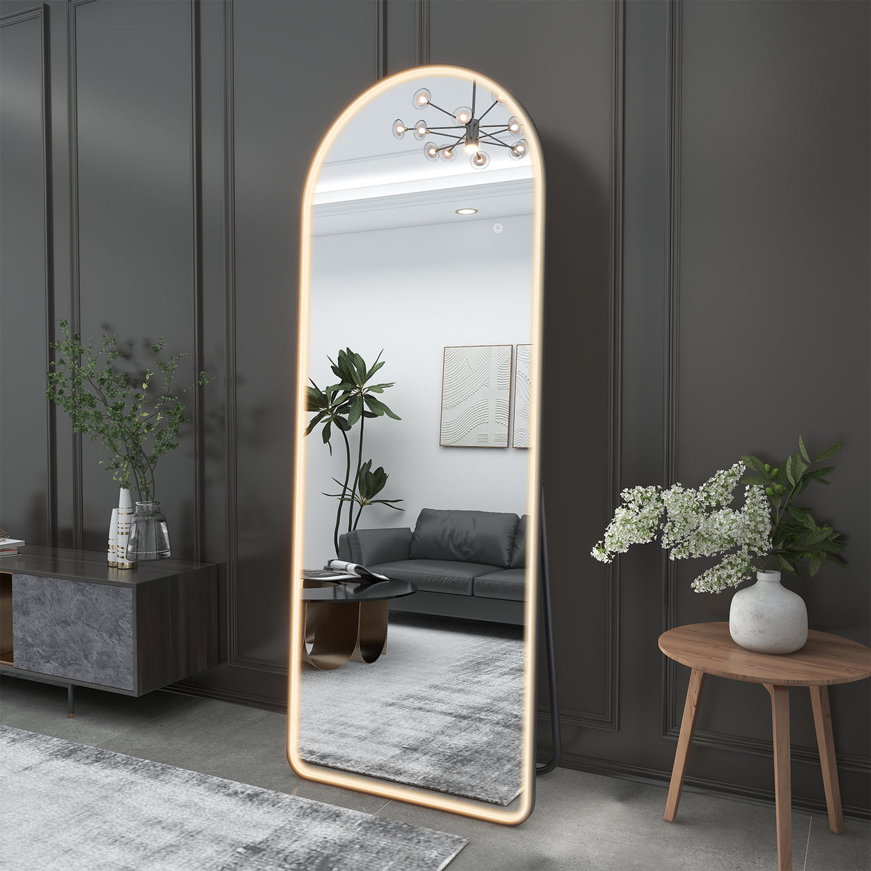 BEAUTYPEAK 64x21 Full Length Mirror Arched Standing Floor Mirror Full  Body Mirror, Gold 